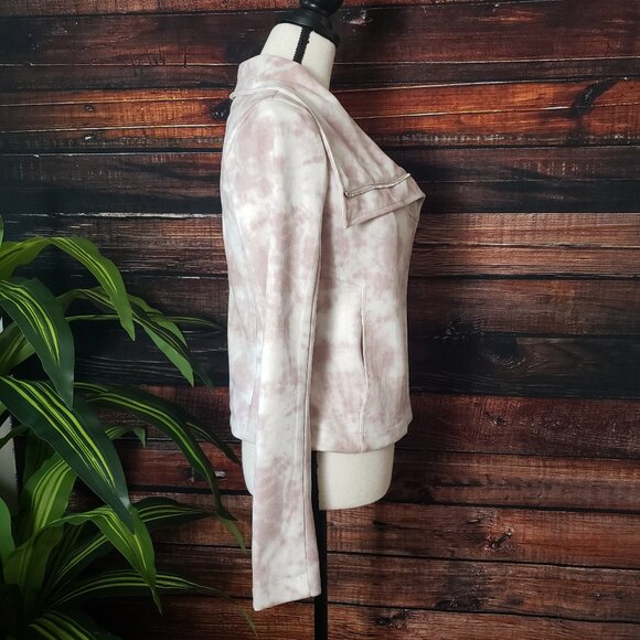 NWT Bagatelle Faux Suede Moto Jacket XS Cream Rose Tie Dye Full Zip - Picture 3 of 10